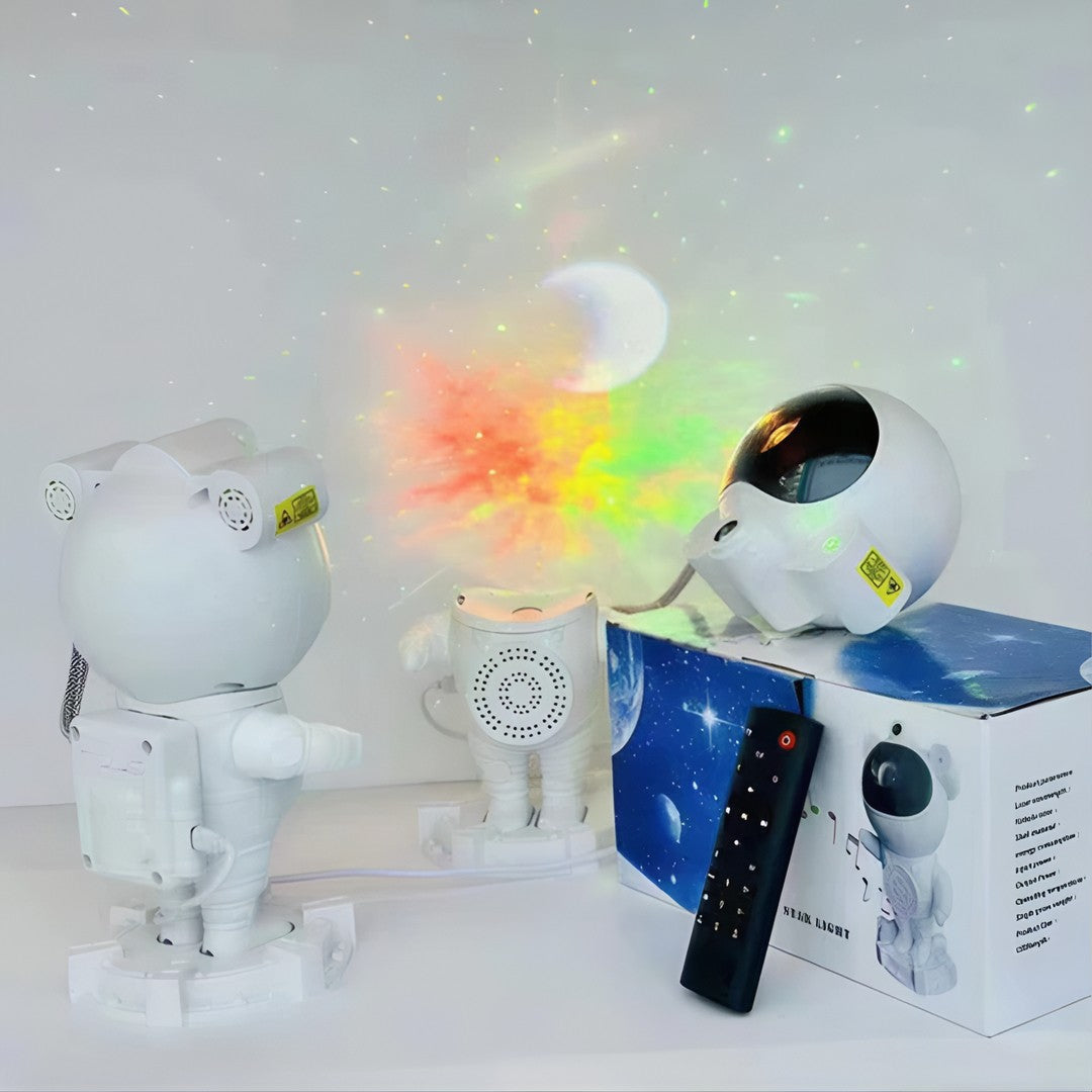 StarSpace™ – Luminária Projetor de Estrelas Astronauta + Caixa de Som Bluetooth