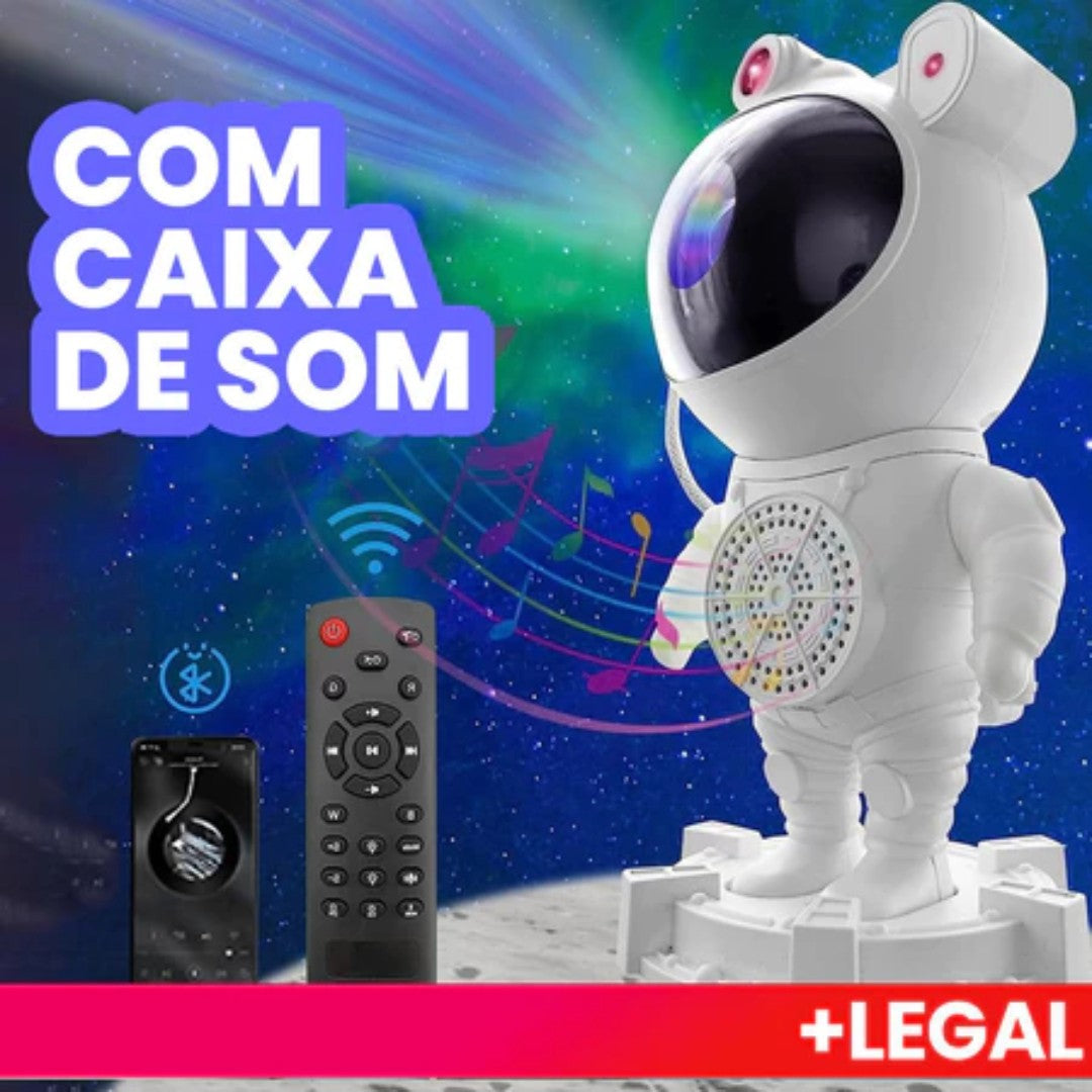 StarSpace™ – Luminária Projetor de Estrelas Astronauta + Caixa de Som Bluetooth